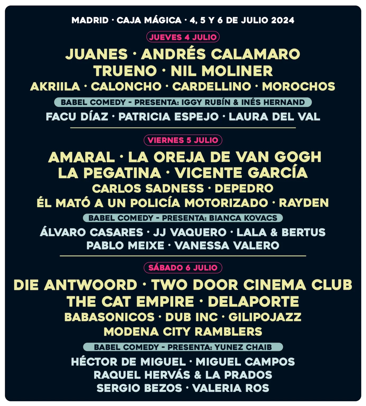 Río Babel, el festival que inaugura el verano en Madrid con La Oreja de Van Gogh, Nil Moliner o Juanes